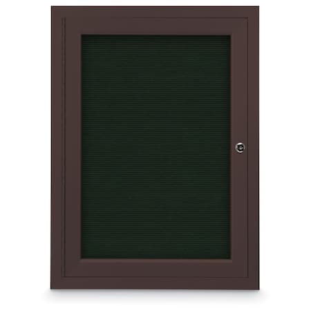 24x36 1-Door Enclosed Outdoor Letterboard,Header,Green Felt/Bronze